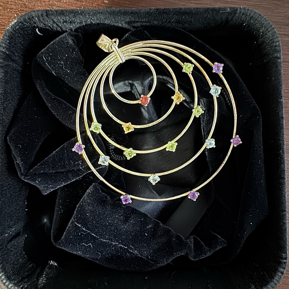 Elegant Sterling Silver 925 Multi-Color Gemstone Pendant